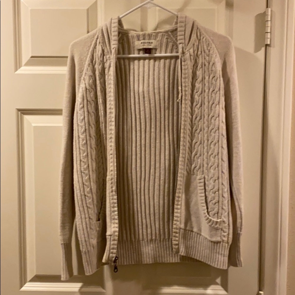 Oatmeal zipper hoodie medium